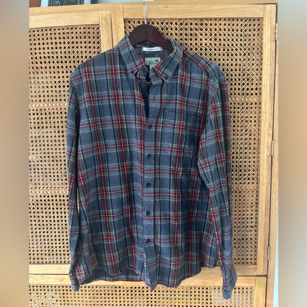 L.L. Bean Men's Scotch Plaid Traditional Fit Flannel Shirt size L